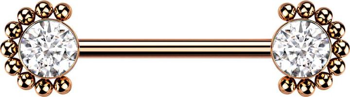 Actual product image Star Piercing Barbell Innengewinde rosegold front Kugelhalbblume Kristall silber (without brass, Titanium)