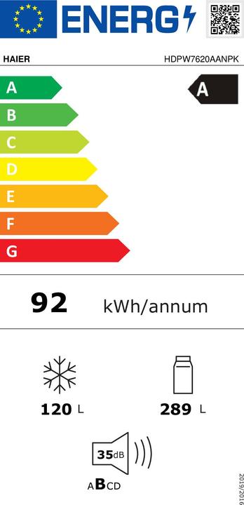 Energie-Label Haier serie 7 Pro HDPW7 (409 l)