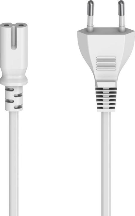 Image du produit Hama Câble d'alimentation avec prise européenne, prise à 2 broches, double rainure/C7, 1,5 m, blanc (1.50 m)