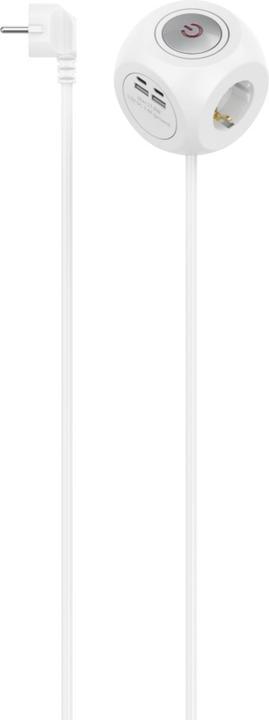 Actual product image Hama Socket cube (3x, CEE 7/3, USB-A, USB-C, 1.40 m)