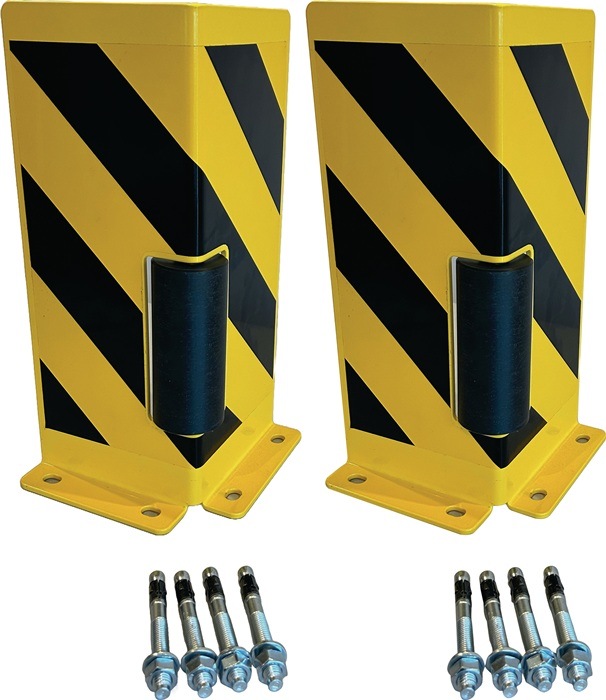 Actual product image Gewa Protective corner H400xL155/155mm L-shape w.Rl.steel sheet black/yellow PU=2 pcs.