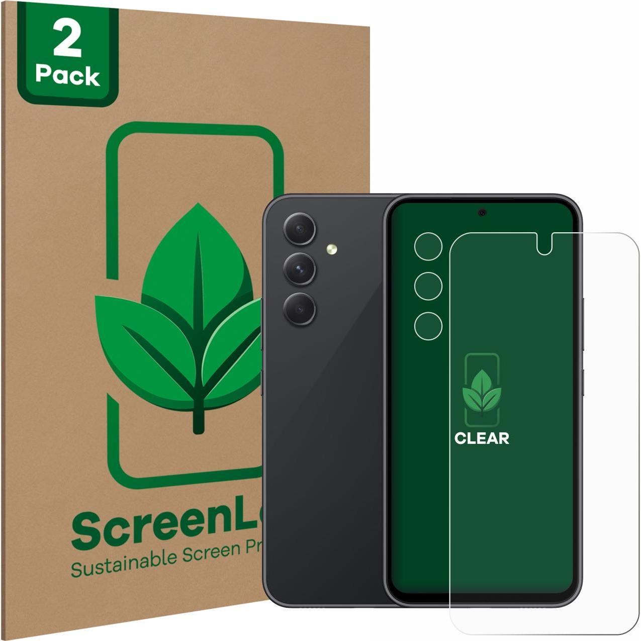 ScreenLeaf Schutzfolie nachhaltiger Displayschutz Displayschutzfolie Folie Klar Transparent (2 Stück, Samsung Galaxy A54...