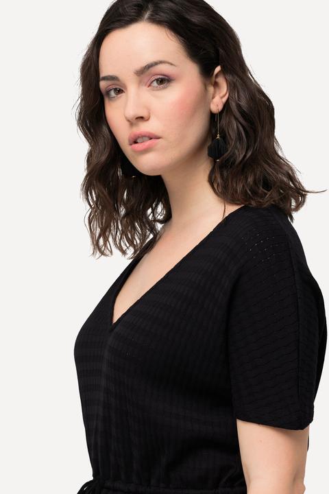 Produktbild Ulla Popken Midikleid, Strukturjersey, V-Ausschnitt, Halbarm (46, 48)