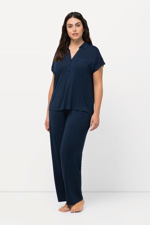 Produktbild Ulla Popken Pyjama, oversized, Zweiteiler, Hemdkragen, Halbarm (58)
