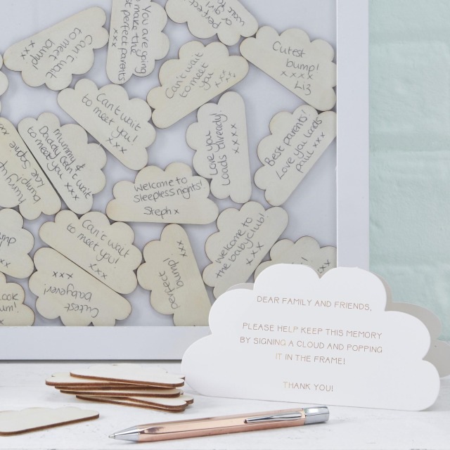 Produktbild Ginger Ray Gästebuch in Holz und Wolken - Baby Shower
