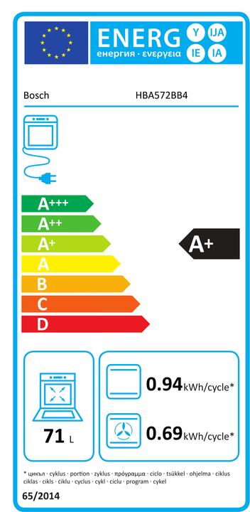 Energie-Label Bosch Hausgeräte Serie 2 HBA572BB4