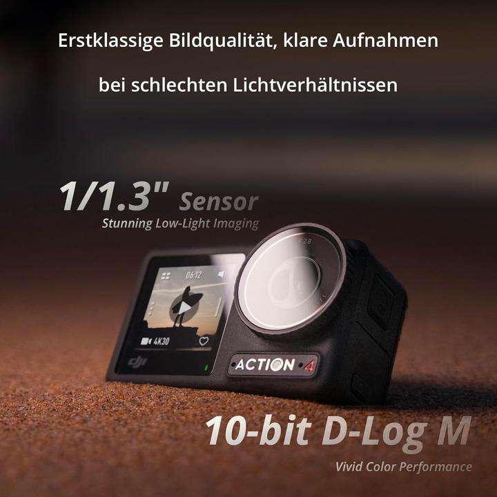 Actual product image DJI Action-Kamera 4K/120fps mit Low-Light-Aufnahmen (120p, Wi-Fi, Bluetooth)