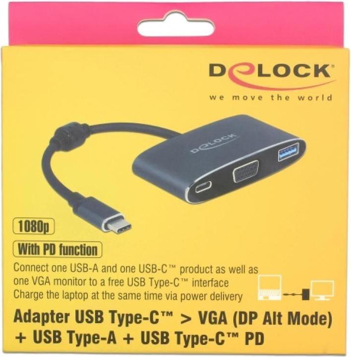 Produktbild Delock Monitoradapter USB Typ-C zu HDMI/USB3 & PD (USB Typ-C, USB 3.0, VGA, 16 cm)