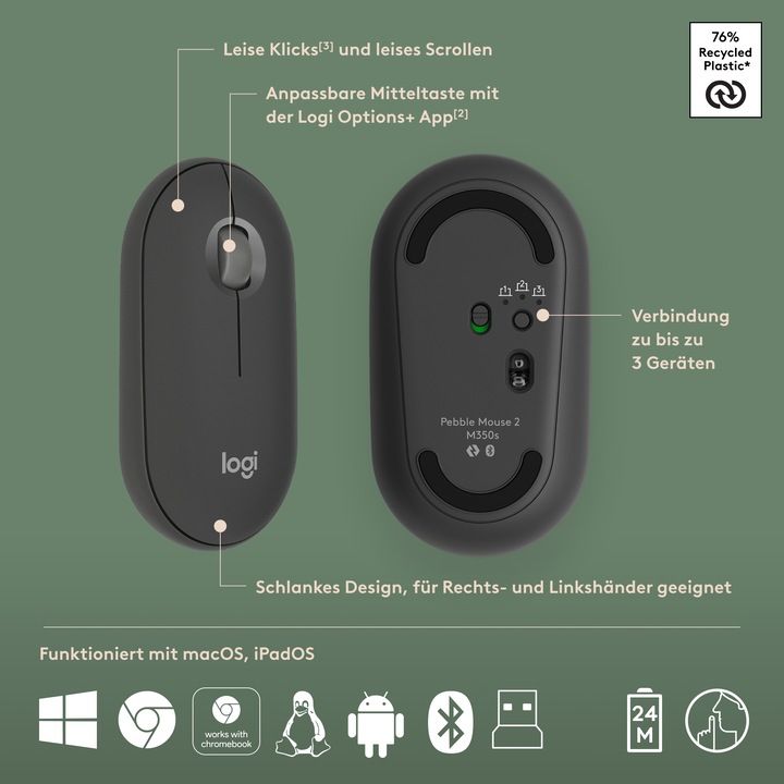 Image du produit Logitech Pebble 2 Combo (DE, Sans fil)