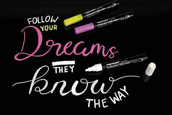 Actual product image Magnetoplan Chalk marker, assorted colours, black, white, yellow, pink, pack of 16. (16 x)