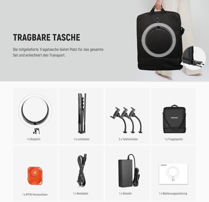 Actual product image Neewer RGB Ringlicht mit Ständer und App-Steuerung (Ring light)