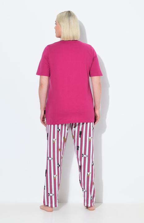 Produktbild Ulla Popken Pyjama, Zweiteiler, uni Shirt, Hose mit HotDog-Muster (50, 52)