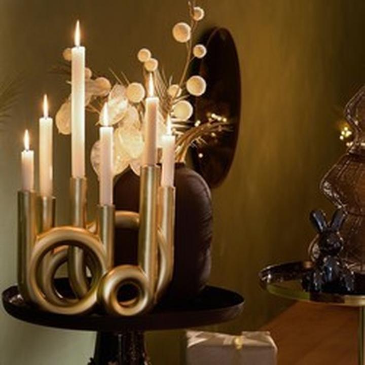 Actual product image present time Kandelaar Rings - Goud - 35x13.5x32.5cm - Scandinavisch