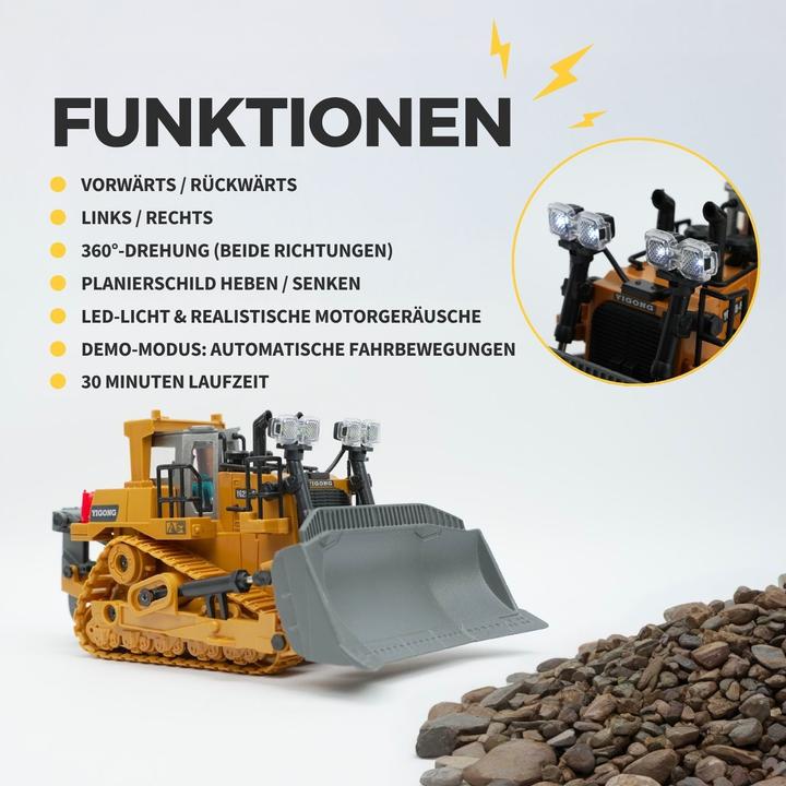 Actual product image Hermex Ferngesteuerter Bulldozer Planierraupe Baufahrzeug Spielzeug 1:24
