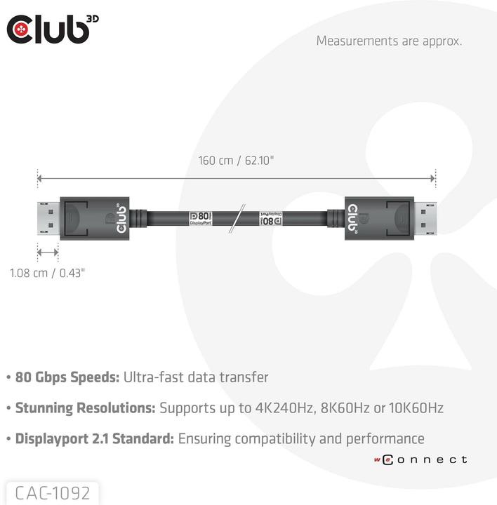 Produktbild Club 3D DisplayPort — DisplayPort (1.60 m)