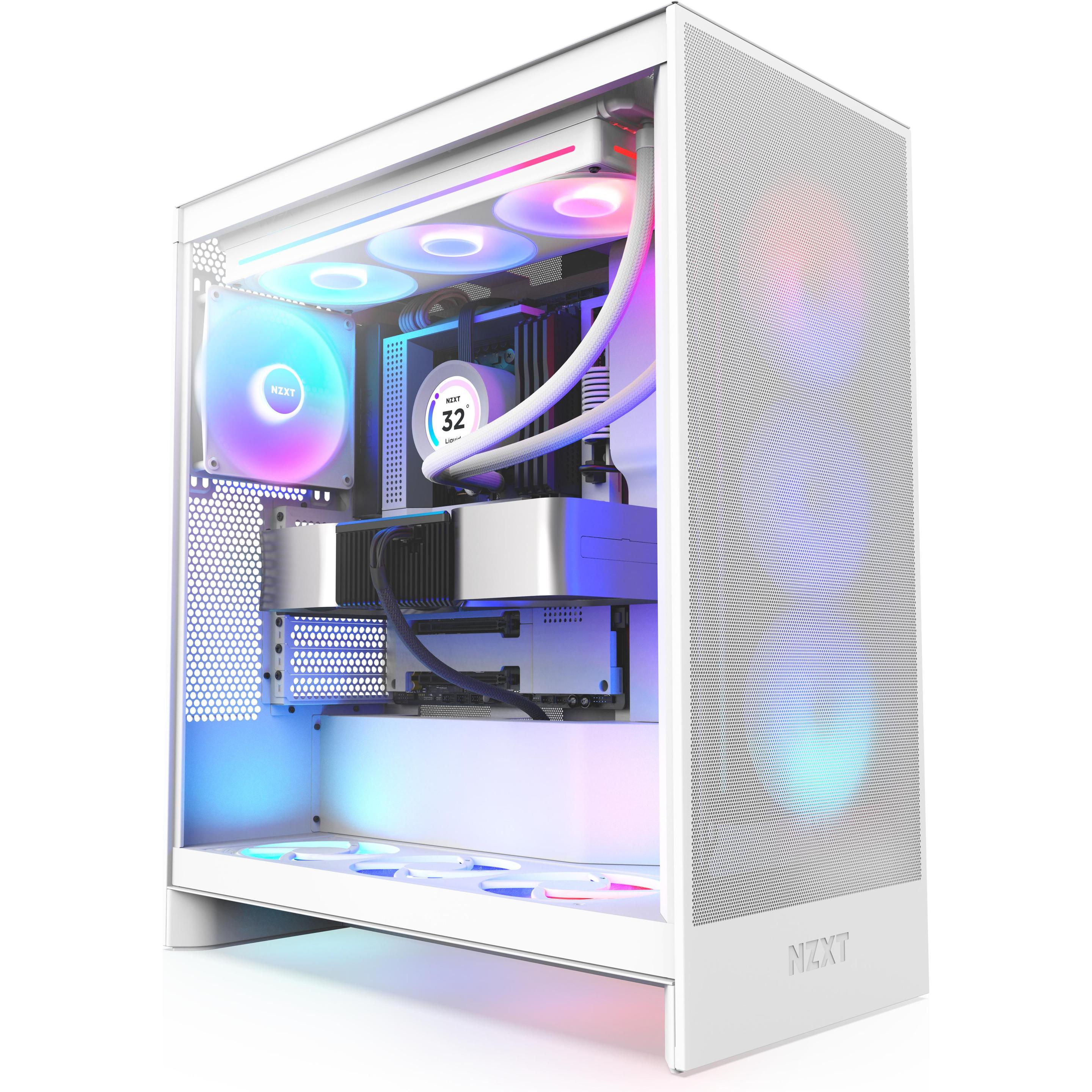 NZXT H7 Flow (ATX, Mini-ITX, E-ATX, mATX), PC Gehäuse, Weiss