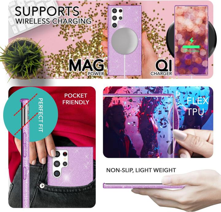 Actual product image Nalia Glitter silicone cover with 2x screen protector (Samsung Galaxy S23 Ultra)