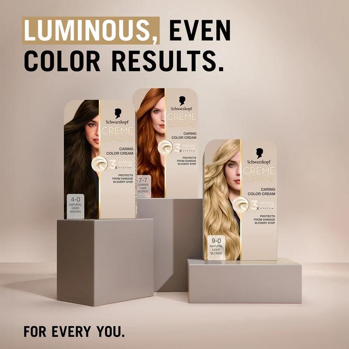 Actual product image Schwarzkopf Creme Supreme Permanent Hair Dye Color 40 Natural Brown 60 Ml (Brown)