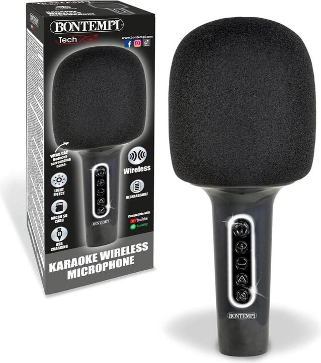 Image du produit Bontempi Microfono Karaoke wireless con altoparlante, riduzione rumore di sottofondo ed effetti luminosi