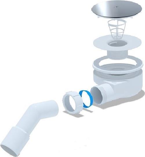Actual product image Ani Plast Low Siphon For Shower Tray 90mm Chrome (Drainage set)