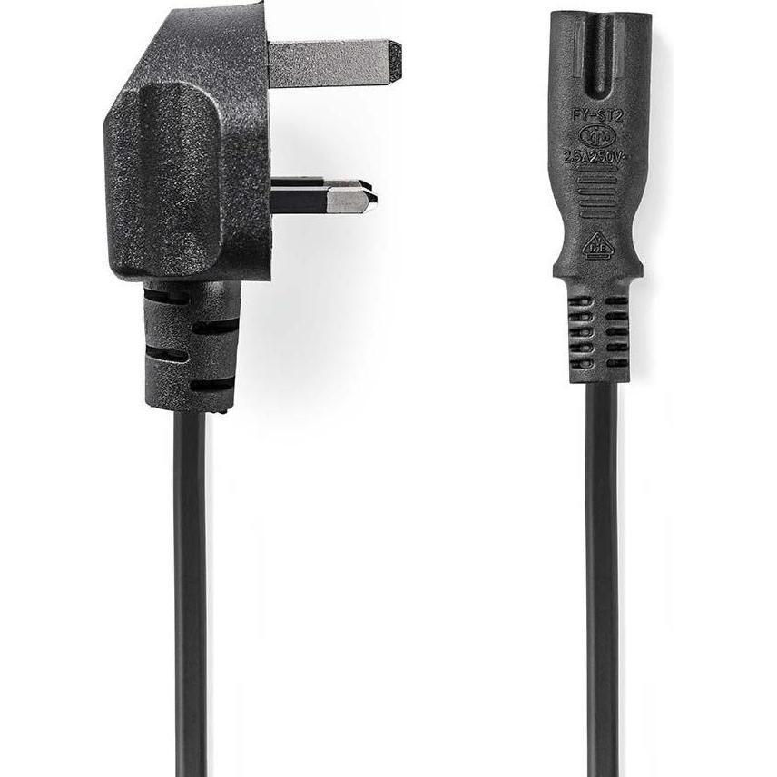 Nedis UK Stromkabel UK Stecker IEC-320-C7 5.00 m Ja 2x 0.75 mm² Kupfer Rund Vernicke (5 m), Stromkabel
