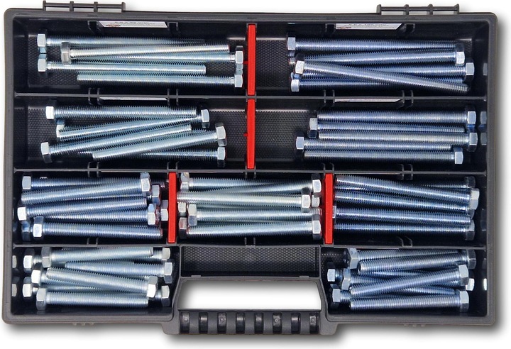Actual product image Schraubenbox24 Hexagon bolts assortment M8 60mm-100mm 65 pcs screw box DIN 933/ISO4017 (65 Screws per piece)