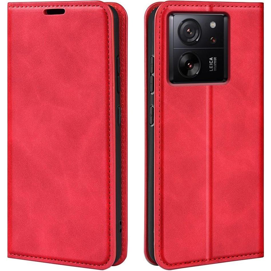 Cover-Discount Xiaomi 13T / 13T Pro - Stand Flip Case Hülle rot (Xiaomi 13T), Smartphone Hülle, Rot