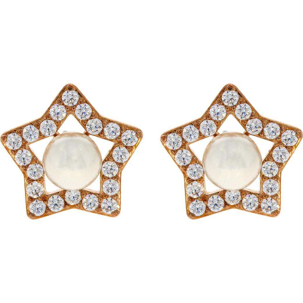 Swarovski, Ohrringe, Stella Star Ohrstecker Kristallperlen Rosé, (Swarovski Metall)