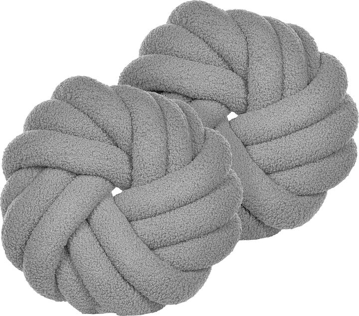 Produktbild Beliani 2er-Set Boucle Knoten Kissen Grau 31 x 31 cm AKOLA (31 x 31 cm)