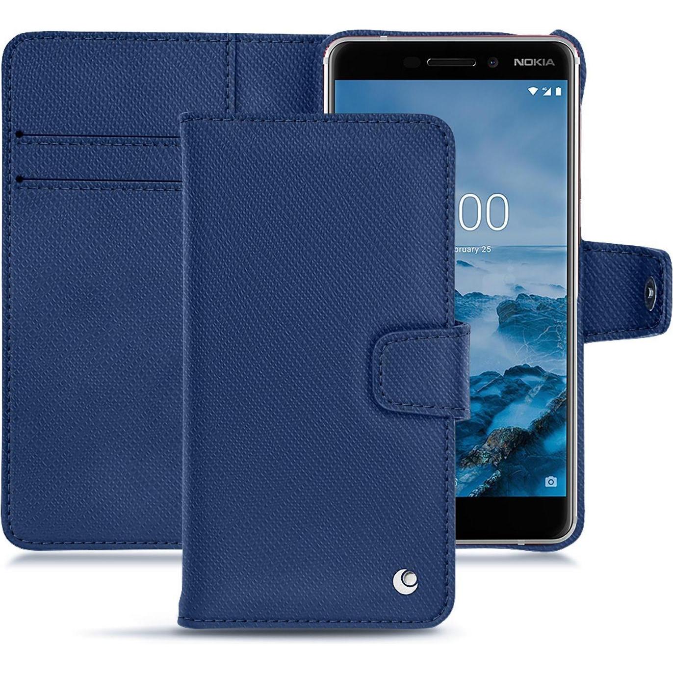 Noreve Lederschutzhülle Wallet (Nokia 6 (2018)), Smartphone Hülle, Blau