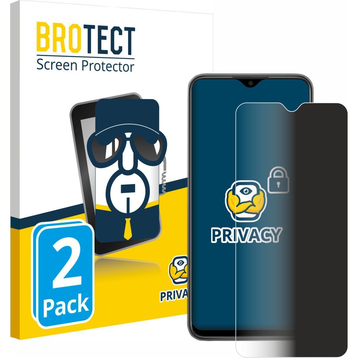 BROTECT Sichtschutzfolie Anti-Spy Privacy Folie Blaulicht-Schutz (2 Stück, Xiaomi Redmi 9), Smartphone Schutzfolie, Blau
