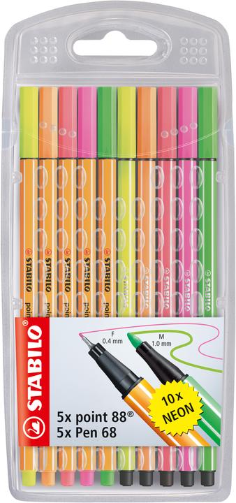 Produktbild STABILO point 88 & Pen 68 Fineliner und Filzstifte (Mehrfarbig, 10 x)