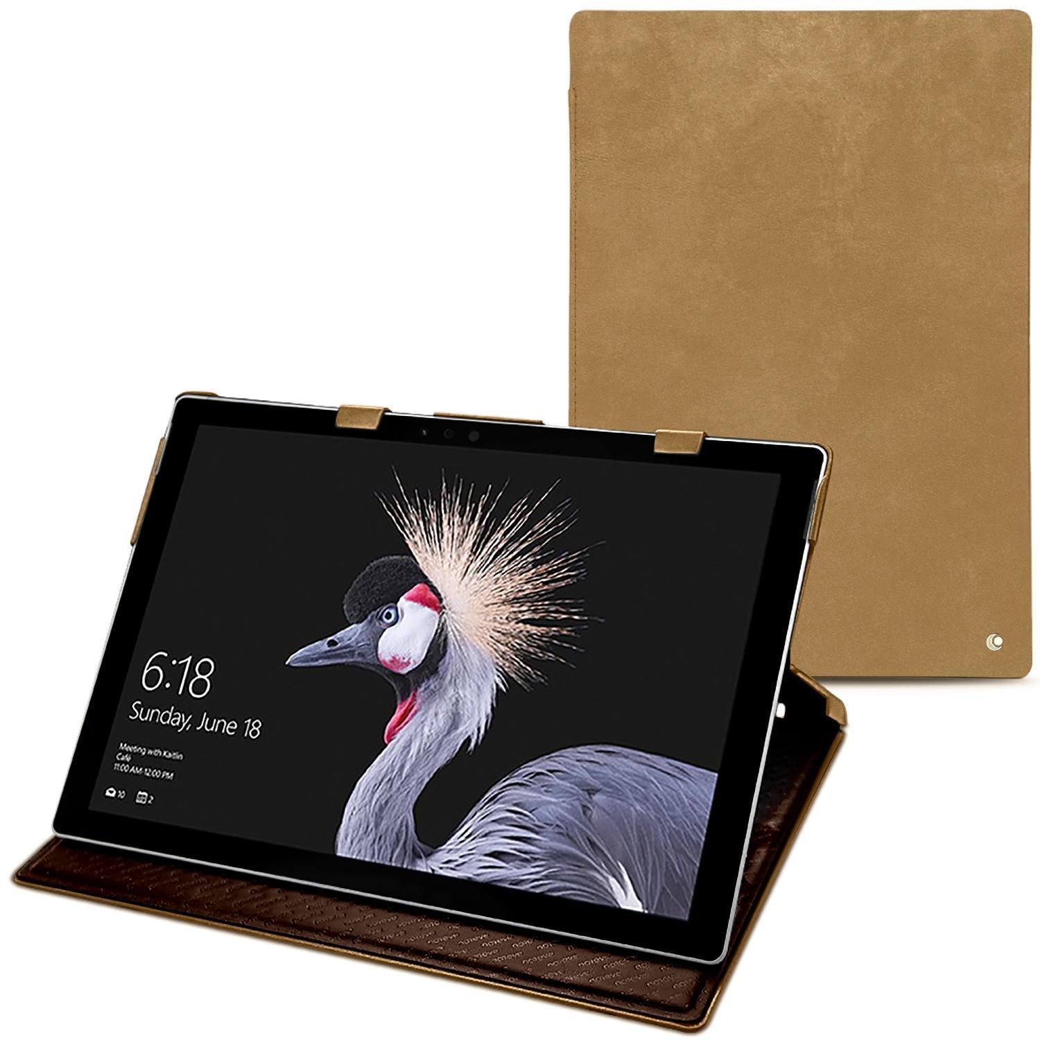 Noreve Lederschutzhülle vertikal (Surface Pro (2017)), Tablet Hülle, Braun