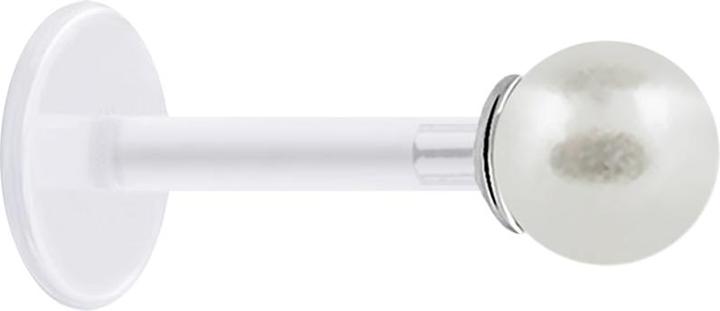 Produktbild Star Piercing Micro Labret transparent mit Perle Kugel weiss (ohne Messing, 925 Sterlingsilber, Kunststoff)