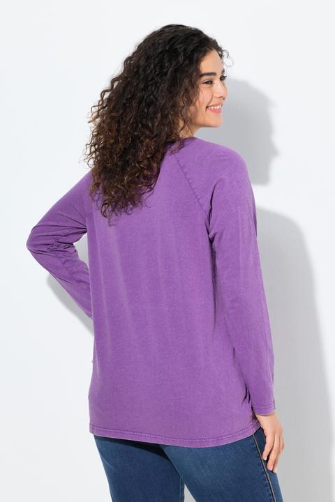 Immagine prodotto Ulla Popken Maglia dal taglio svasato con stile vintage, scollo a V e maniche lunghe (42, 44)