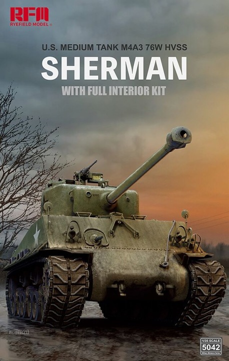 Actual product image Rye Field Model M4A3 76W HVSS Sherman w/full interior