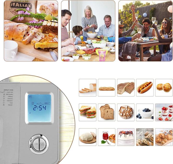 Produktbild Meykey Bread Maker with 25 Baking Programs 13Hour Timer Stainless Steel 550 W
