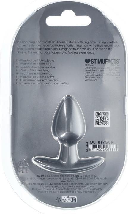Produktbild Ouch! Glatter Silikon Anal Plug - Klein - 2.6 / 6,5 cm - Gunmetal