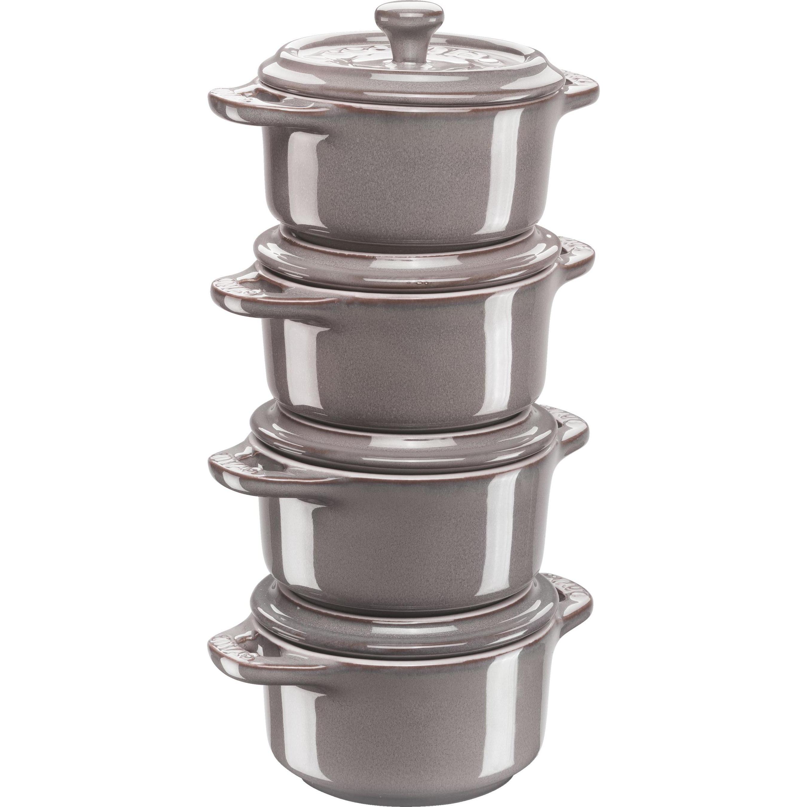 Zwilling Set di cocotte Ceramique, 4 pezzi rotondo ceramica An, Pirofila per sformati, Grigio