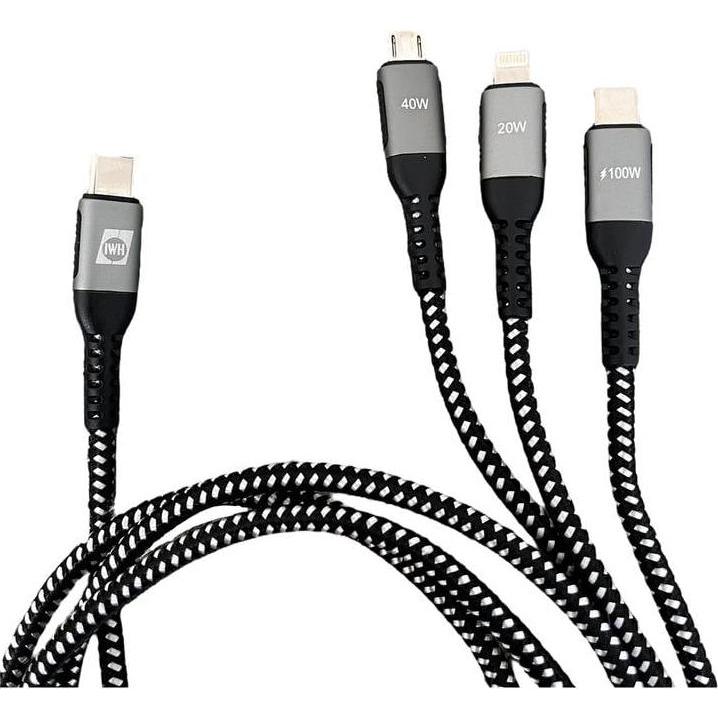 IWH USB-Ladekabel USB-C, USB-Micro-A Buchse, Apple Lightning Stecker 1.2 m 0 (1.20 m, USB 3.2 Gen 1), USB Kabel