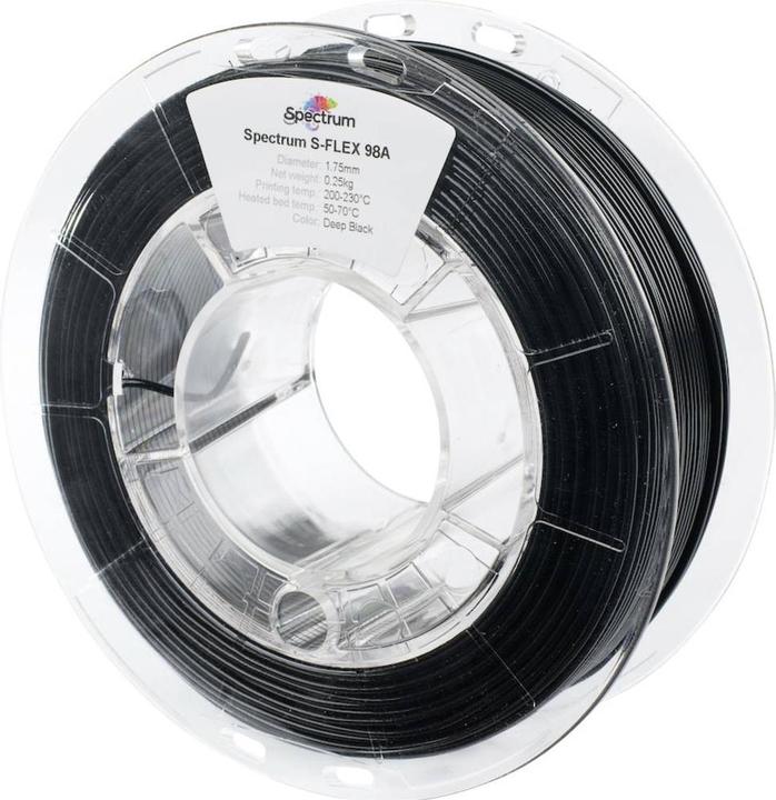 Image du produit Filament S-Flex 98A 1,75 mm noir profond 0,25 kg (TPU, 1.75 mm, 250 g, Noir)