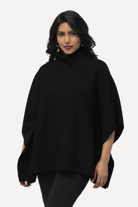 Produktbild Ulla Popken Poncho-Pullover, Oversized, Rollkragen, ärmellos (42, 44, 46, 48)