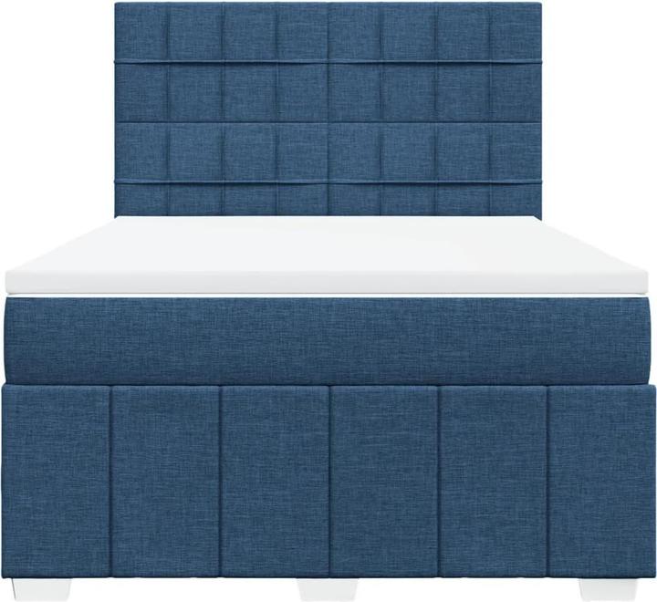 Produktbild vidaXL Boxspringbett Doppelbett Polsterbett Bett Matratze Blau 160x200cm Stoff (160 x 200 cm)
