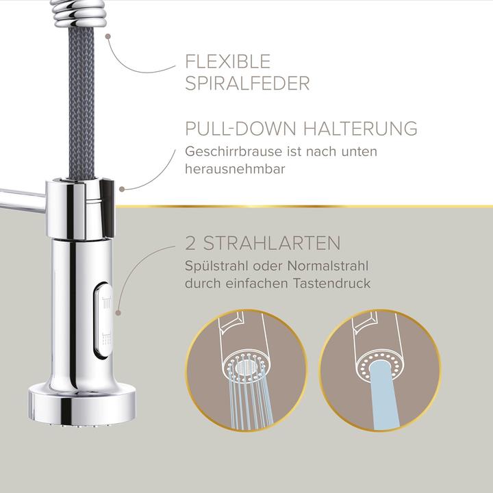 Actual product image Lenz Küchenarmatur NOVA mit verstellbarer Pendelbrause