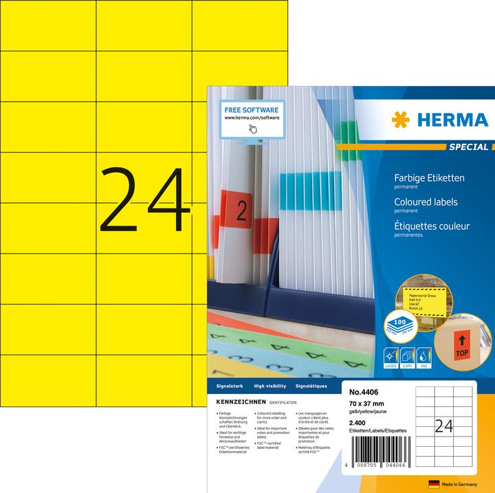 Produktbild HERMA Farbige Etiketten A4