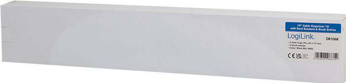 Actual product image LogiLink 19" cable management panel with 4 steel brackets and brush strip, black