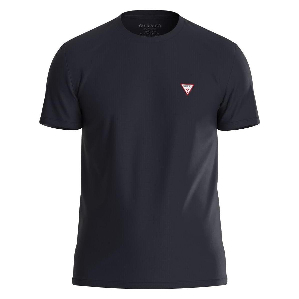 Guess, Mannen, T-shirts, V-hals T-shirt Vn Core, Blauw, (M)