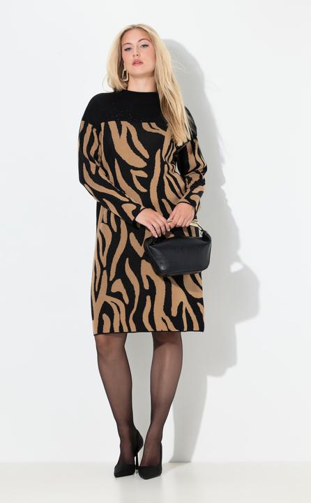Produktbild Ulla Popken Strickkleid, Zebra, Oversized, Stehkragen, Langarm (56)