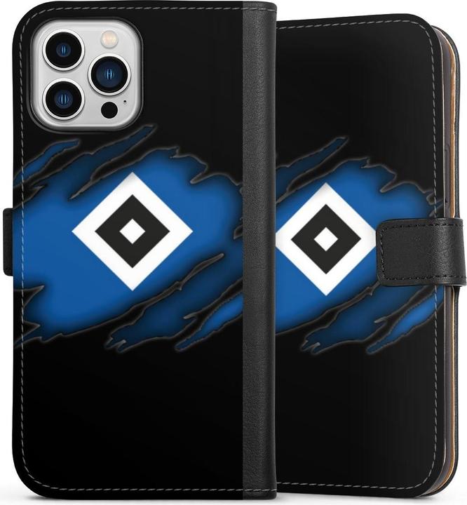 Actual product image DeinDesign Tasche für Apple iPhone 13 Pro Max Handy Flip Case Wallet Cover Handytasche Leder HSV Hamburger SV (Apple iPhone 13 Pro Max)