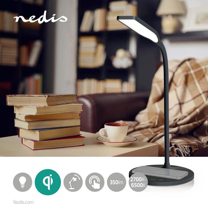 Actual product image Nedis LED lamp with wireless charger | DimmSwitch | LED / Qi | 10 W | with dimming | Cold white / (350 lm)